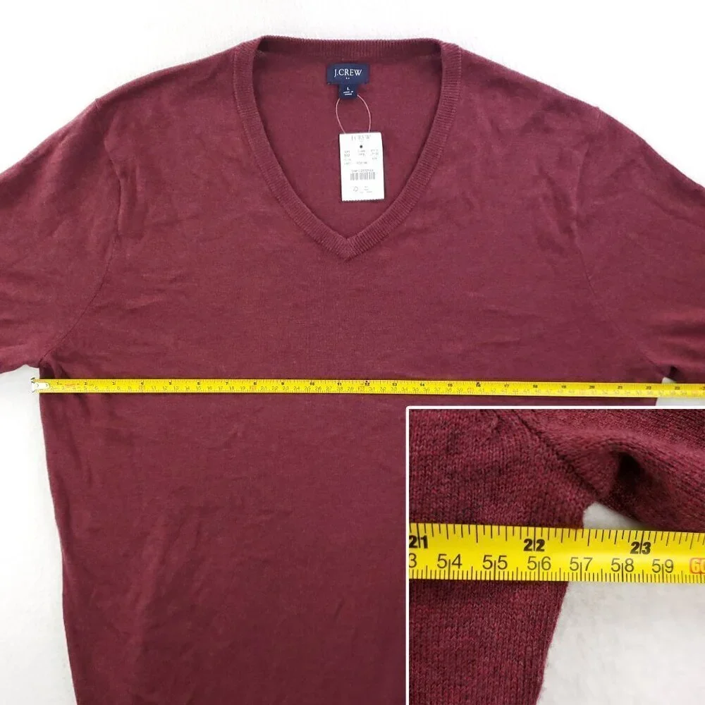 J. Crew Sweater Merino Wool Blend V-Neck Soft Lightweight Men's Large NWT